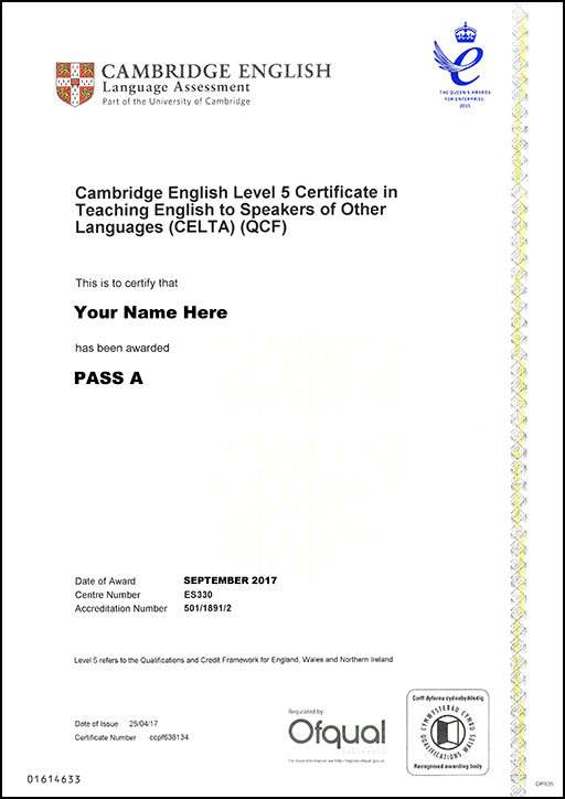 CELTA certificate